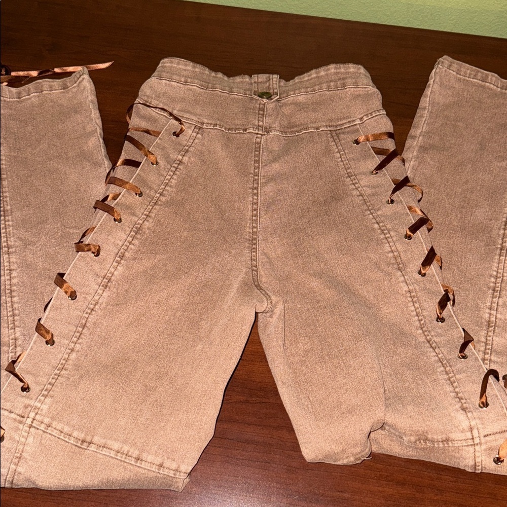 khaki Lace-Up Pants - Picture 6 of 7